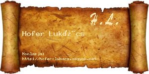 Hofer Lukács névjegykártya